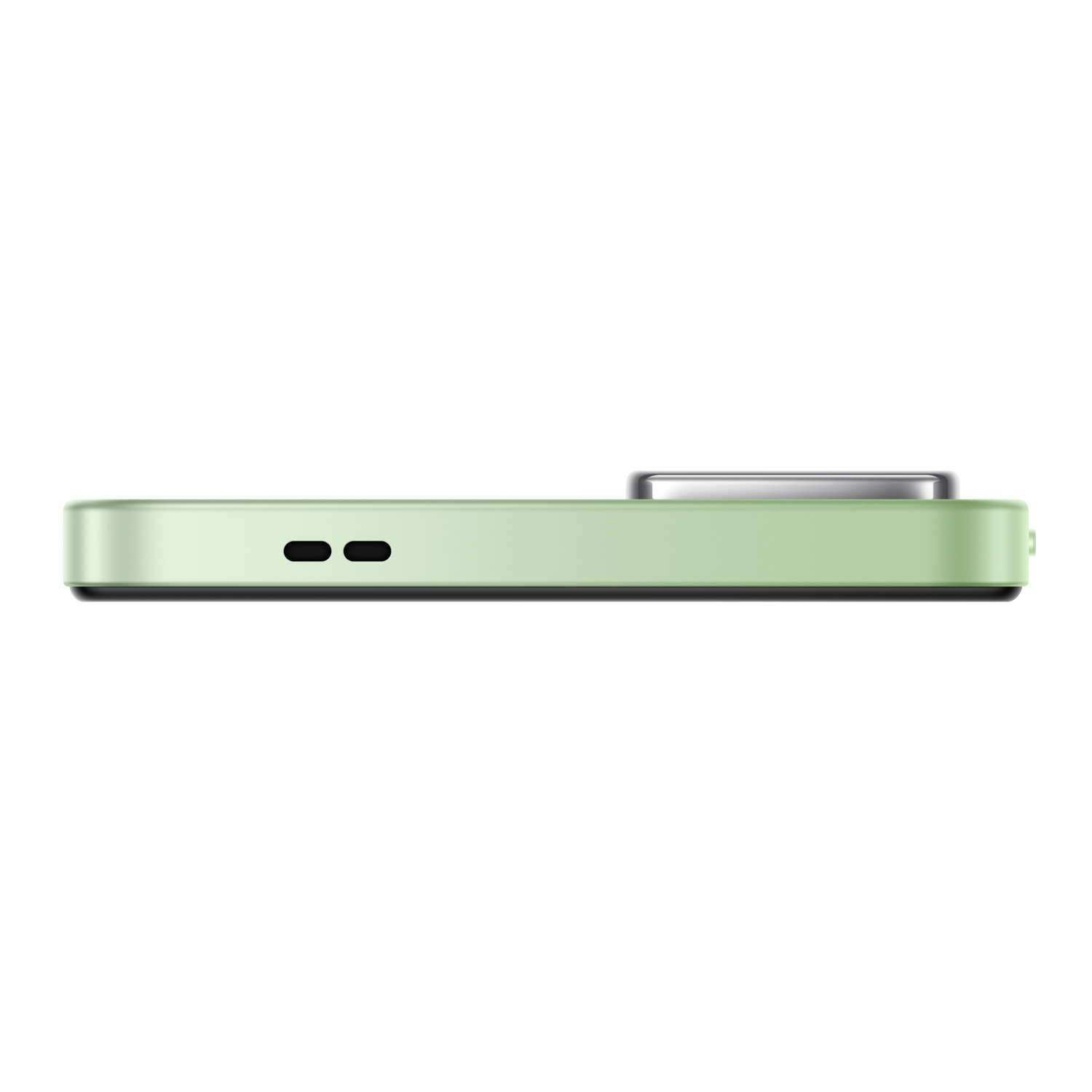Green phone bottom with two holes and a white background.