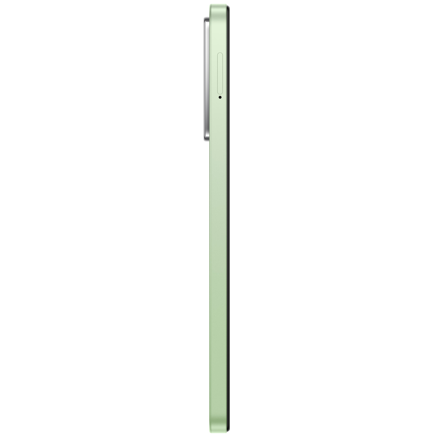 Light green mobile phone on its side.