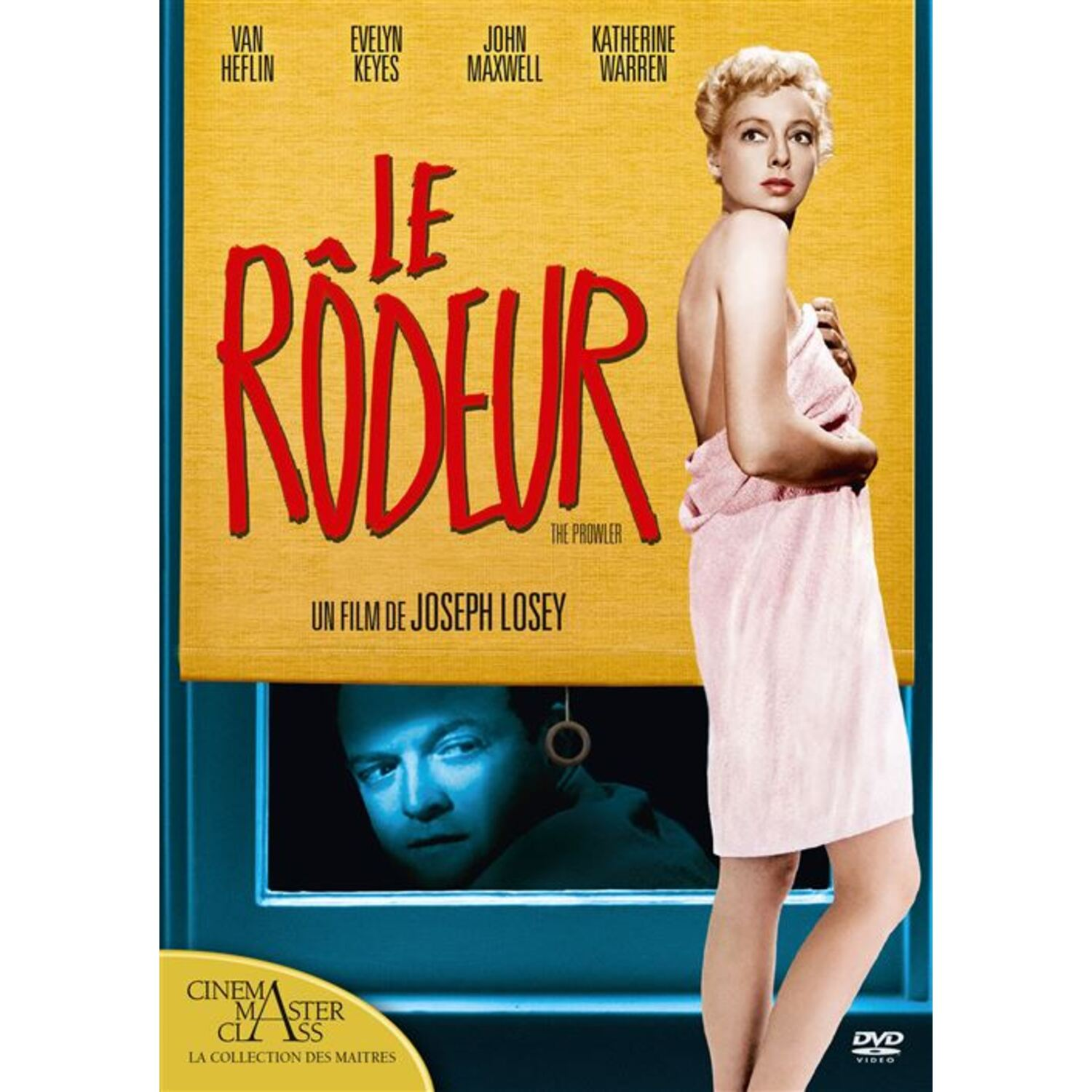 Couverture DVD du film 'Le Rodeur', avec une femme en serviette et un homme dans l'ombre.
