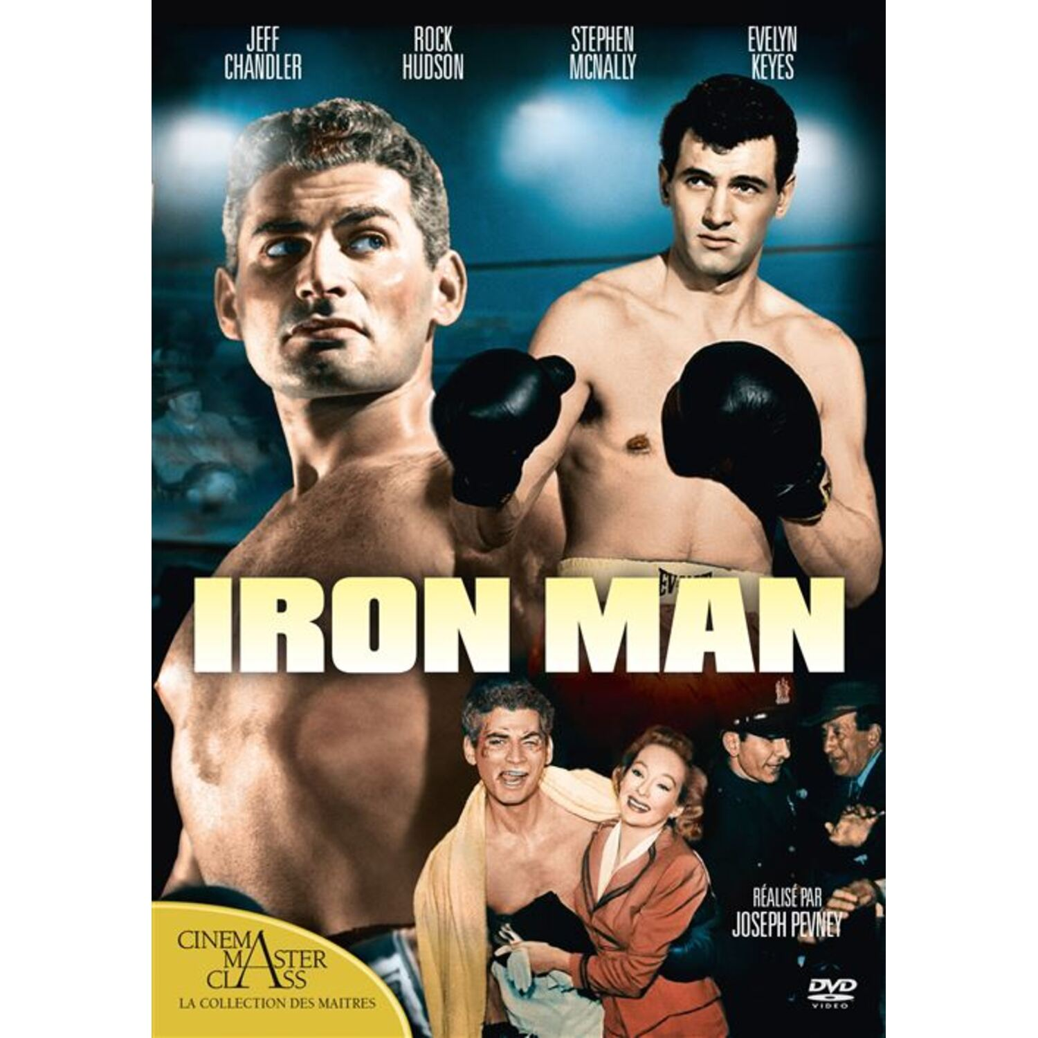 Filmposter voor 'Iron Man' met twee boksende mannen en acteursnamen bovenaan.