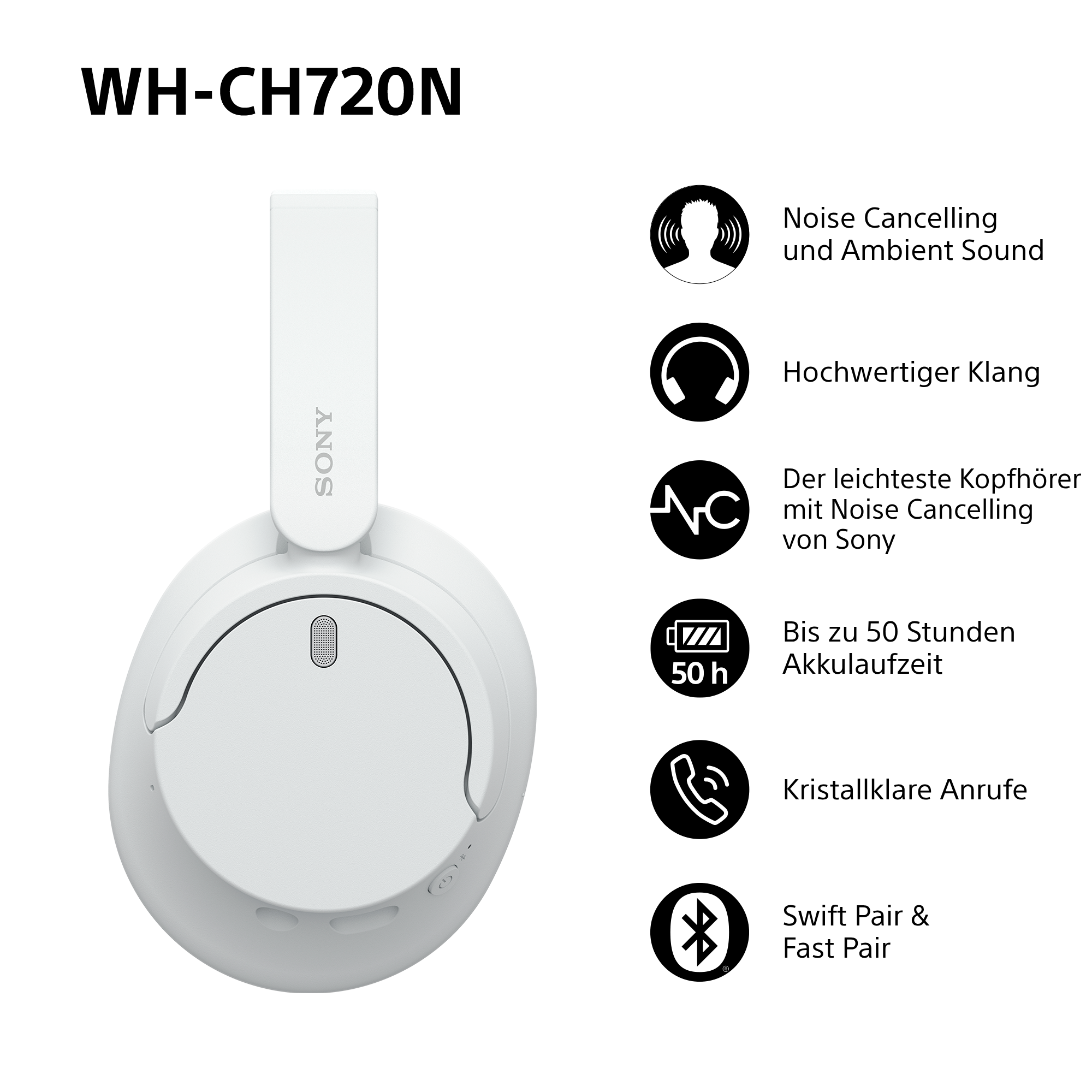 SONY WH-CH720N kabellose Bluetooth Noise Cancelling-Kopfhörer