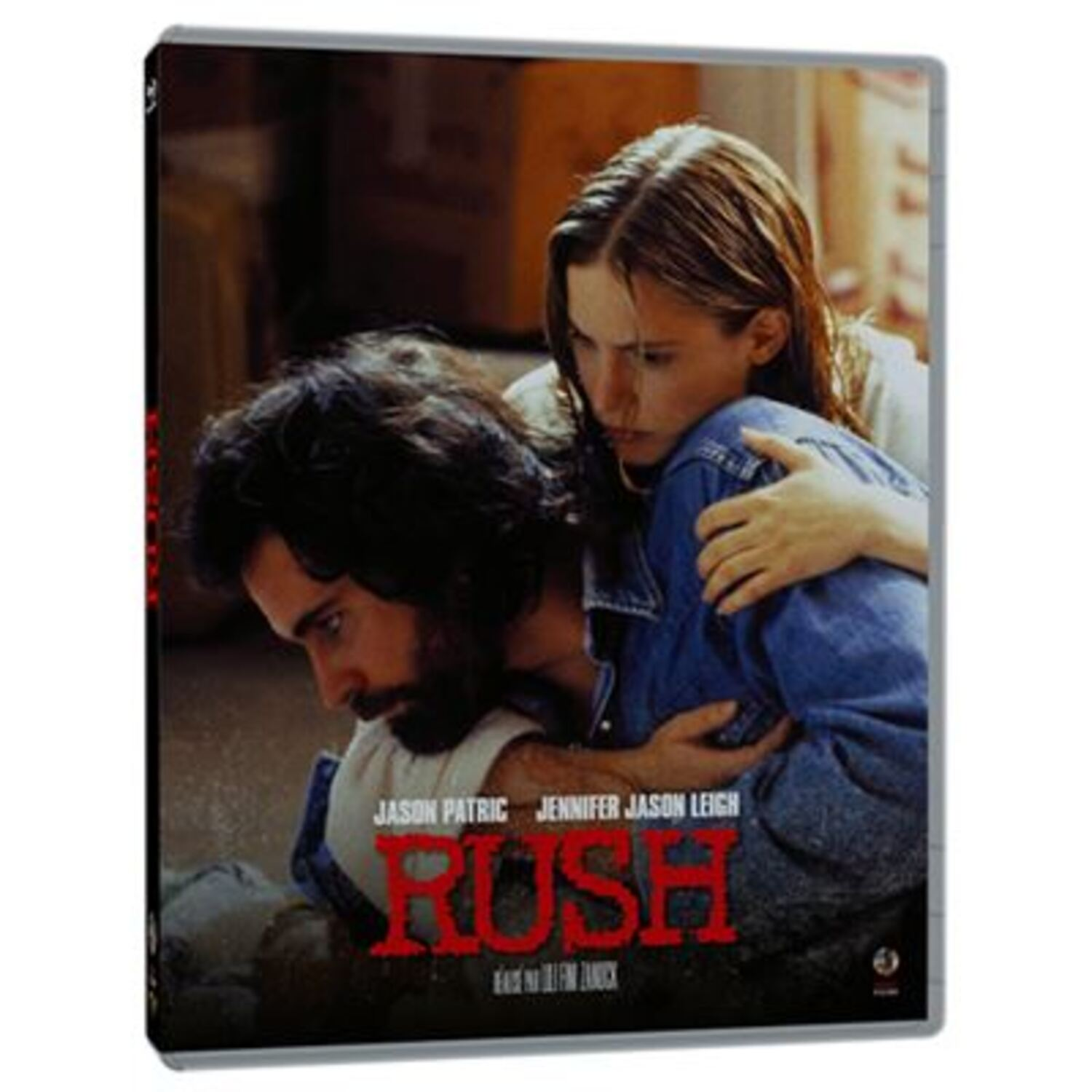 Couverture DVD du film "Rush". Un homme et une femme s'embrassent. Le texte comprend la distribution et le titre.
