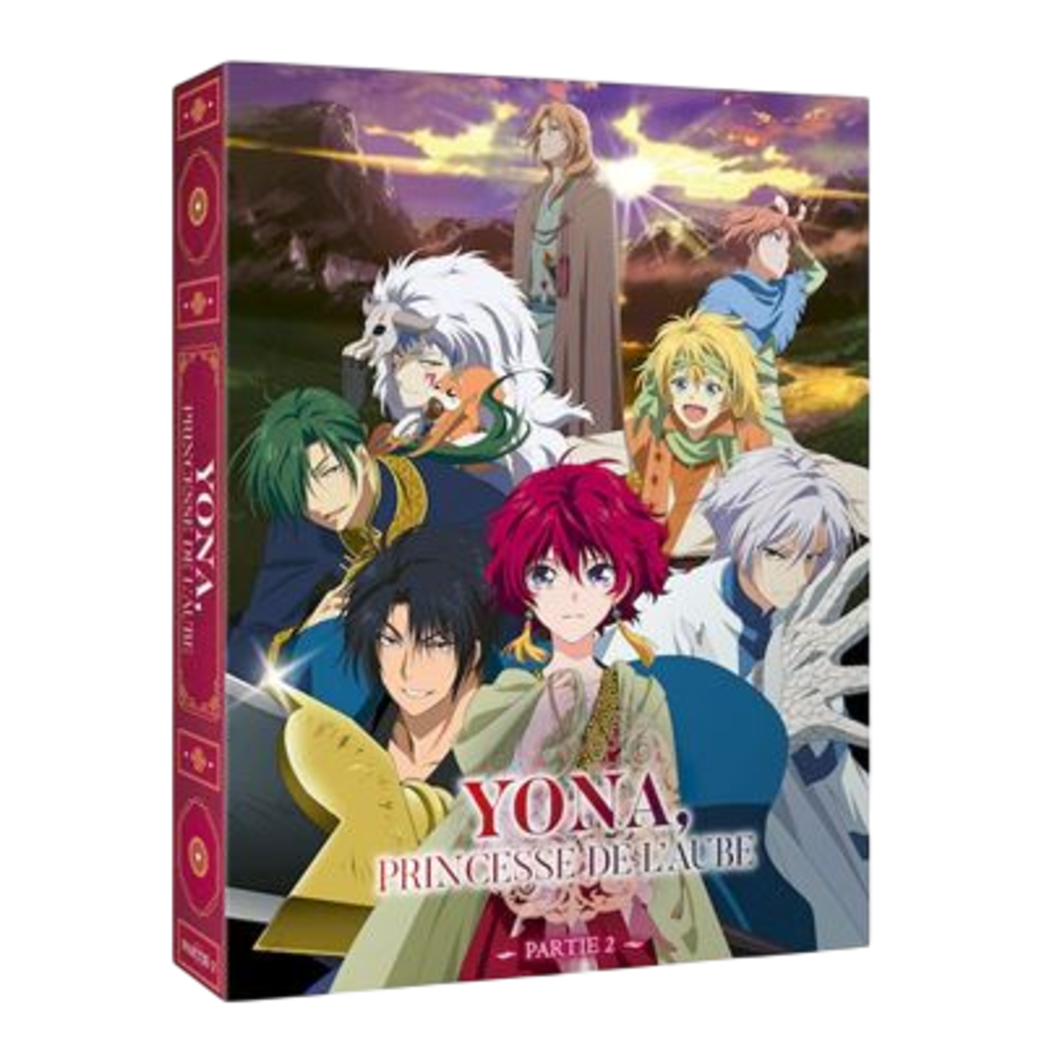 DVD-cover: Anime-personages op een dvd-hoes met de titel "Yona, Princesse de l'Aube".