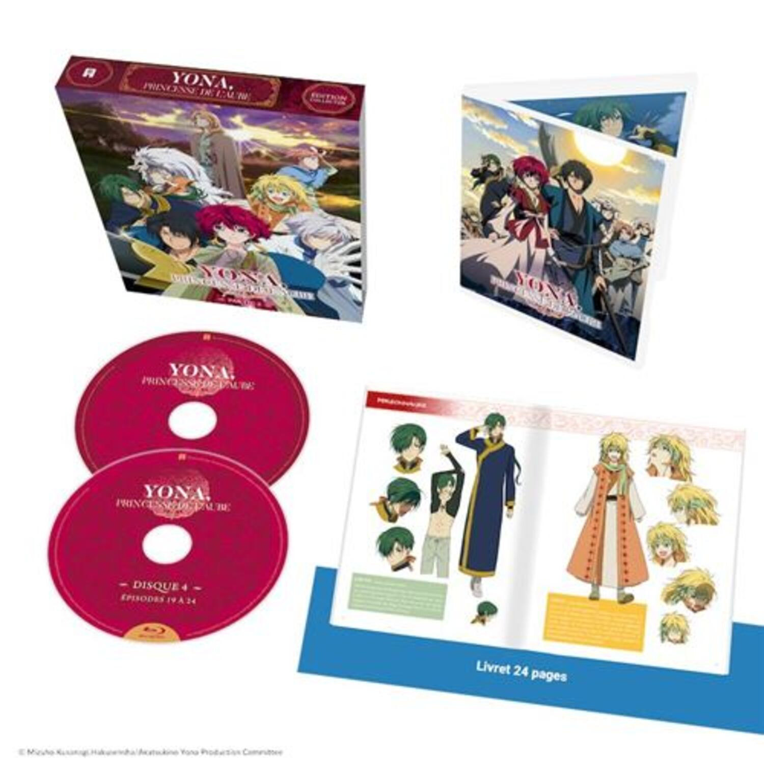 Anime productset: Blu-ray discs, doos en boekje. Personages staan op de cover en de discs.
