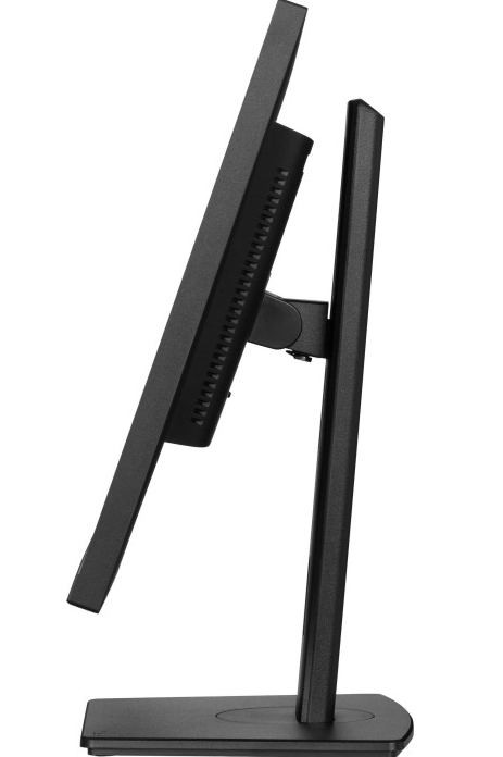 Widok z boku czarnego monitora iiyama na stojaku.