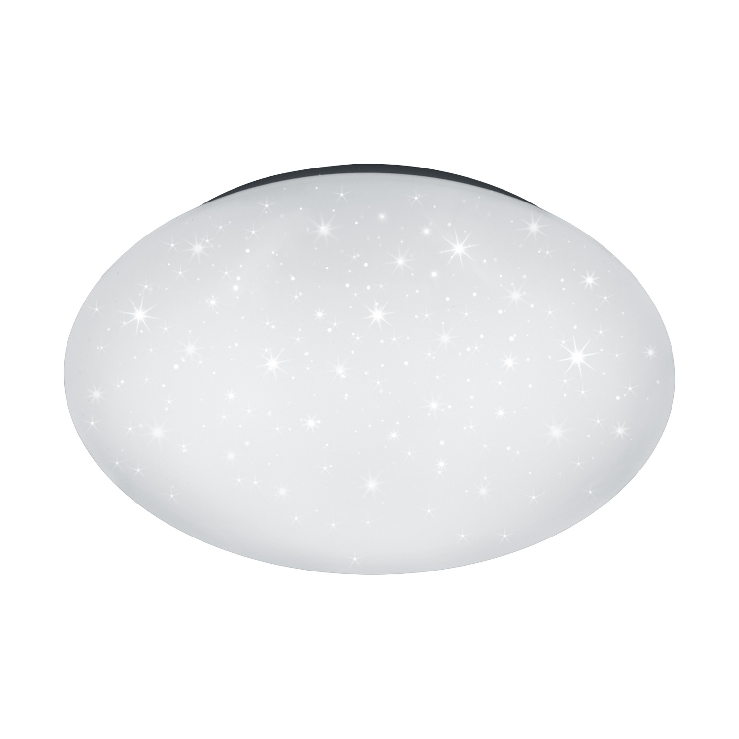 Una plafoniera ovale con un design a stelle. È bianca e montata sul soffitto.