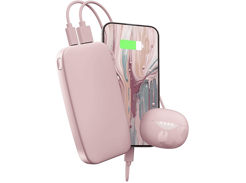 FRESH N REBEL Powerbank, PD 20W Schnellladung, tragbar, Powerbank 12000 mAh Pastellpink