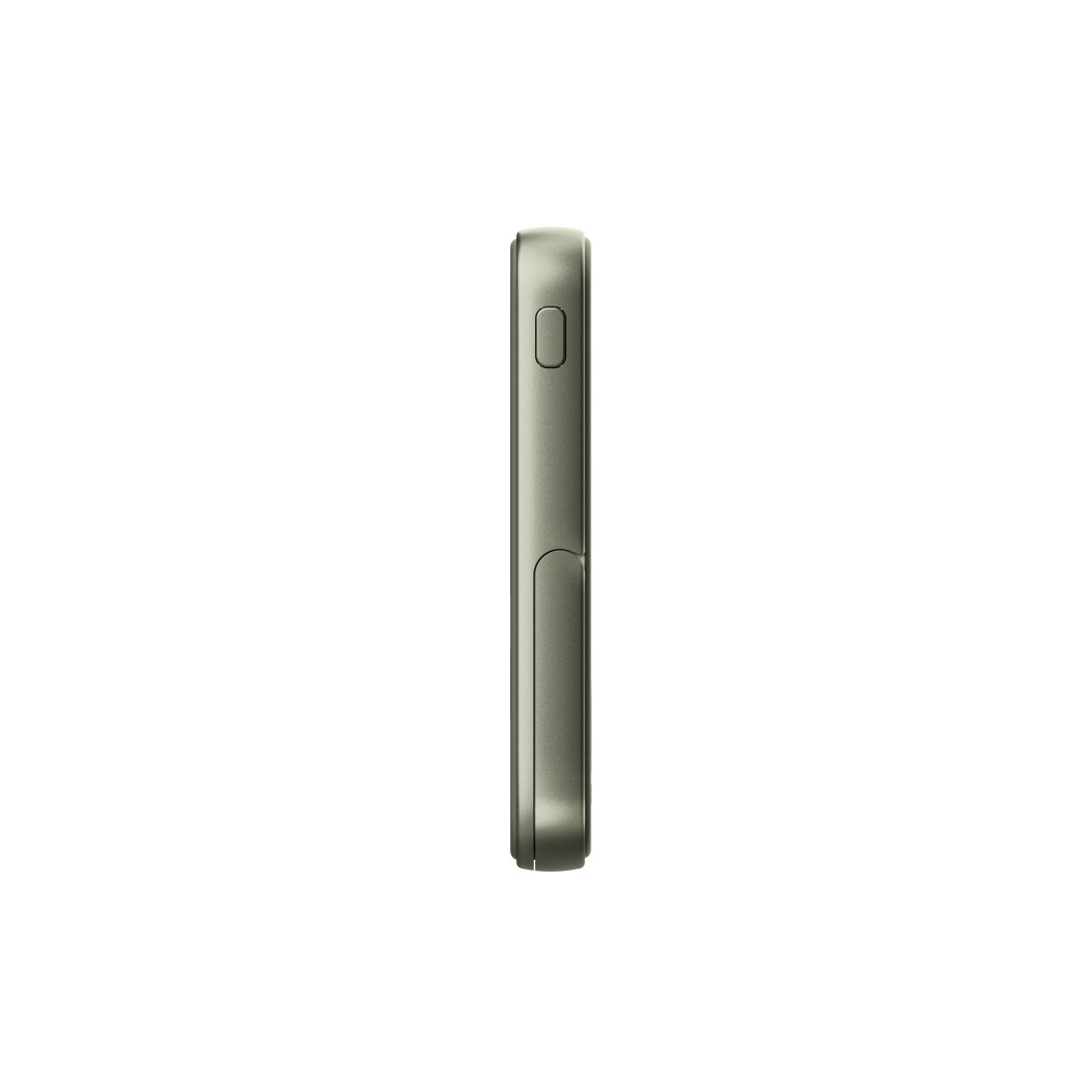 Seitenansicht eines grünen Smartphones mit Ein-/Aus-Taste.