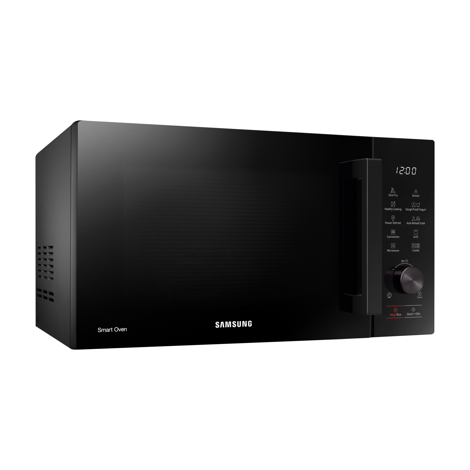 Forno a microonde Samsung nero con pannello e porta.