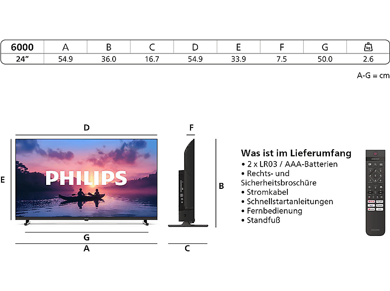 Thumbnail - PHILIPS 24PHS6000 LED TV (Flat, 24 Zoll / 60 cm, HD, SMART TV)