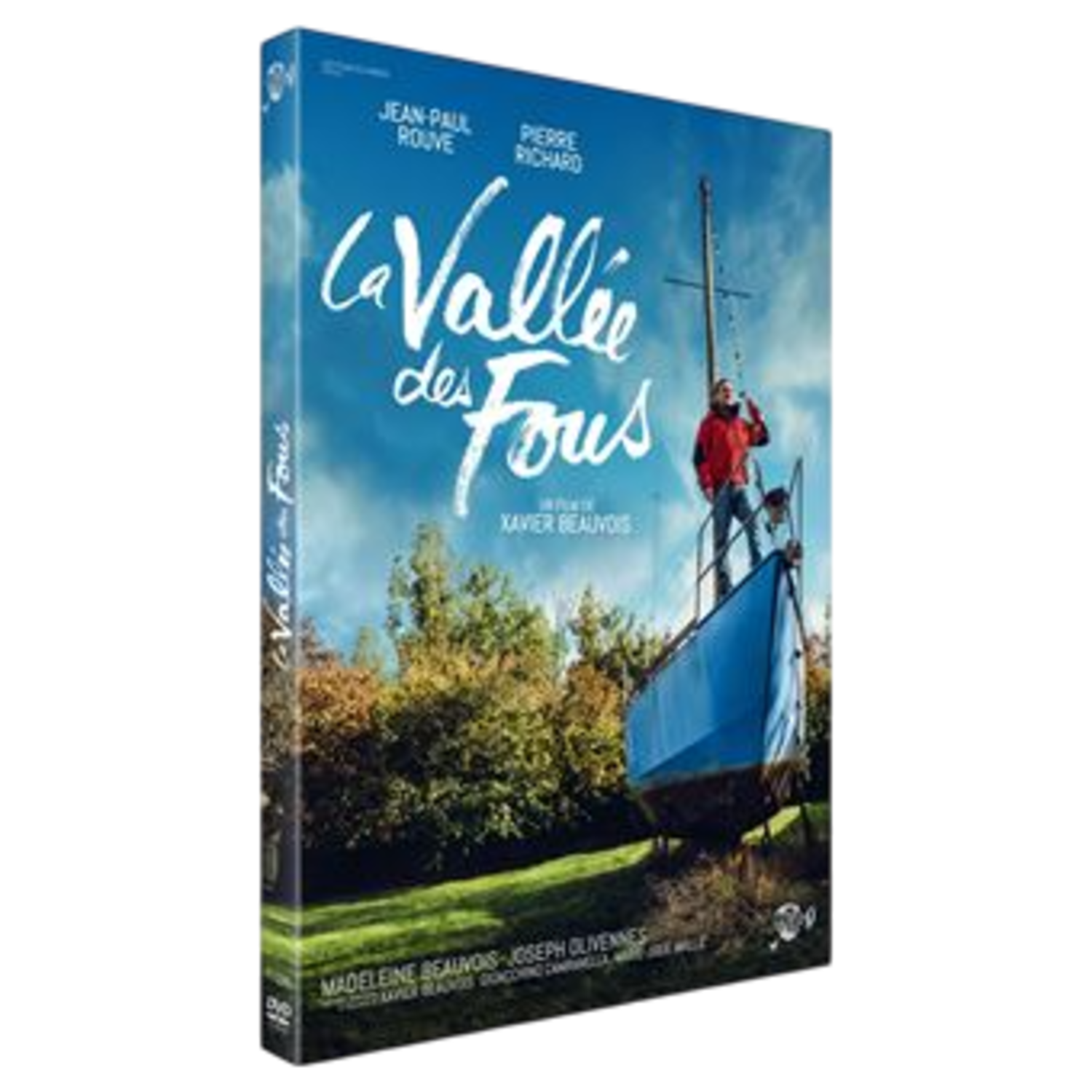 Couverture DVD de La Vallée des Fous, un bateau sur la rive, un homme sur le bateau.