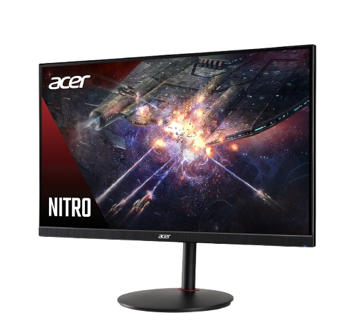 Monitor gaming Acer Nitro mostrando una escena de batalla espacial.