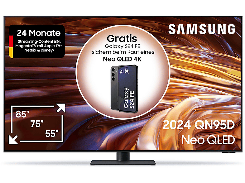SAMSUNG GQ85QN95D Mini LED / Neo QLED TV (Flat, 85 Zoll / 214 cm, UHD 4K, SMART TV, Tizen)
