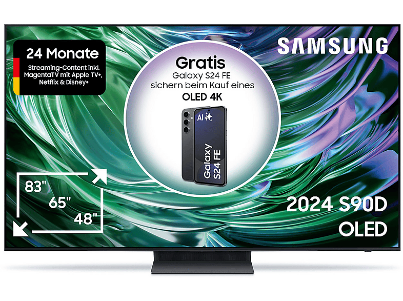 SAMSUNG OLEDGQ77S90D OLED TV (Flat, 77 Zoll / 195 cm, OLED 4K, SMART TV, Tizen)