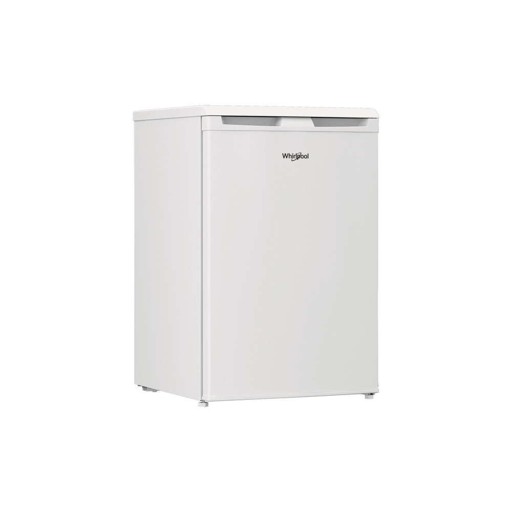 Fehér Whirlpool hűtőszekrény, stúdiófelvétel, fehér háttér előtt izolálva.