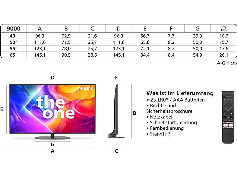PHILIPS 50PUS9000 QLED Ambilight TV (Flat, 50 Zoll / 126 cm, UHD 4K, SMART TV, Ambilight)