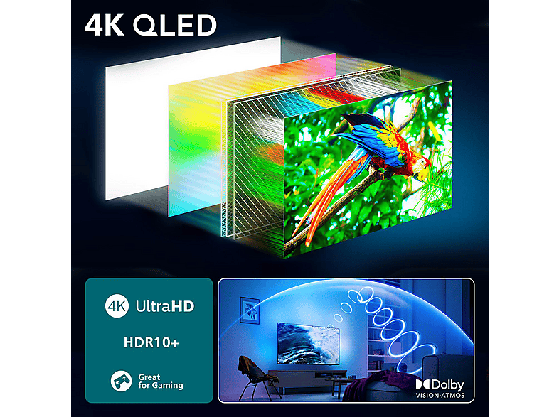 PHILIPS 50PUS9000 QLED Ambilight TV (Flat, 50 Zoll / 126 cm, UHD 4K, SMART TV, Ambilight)