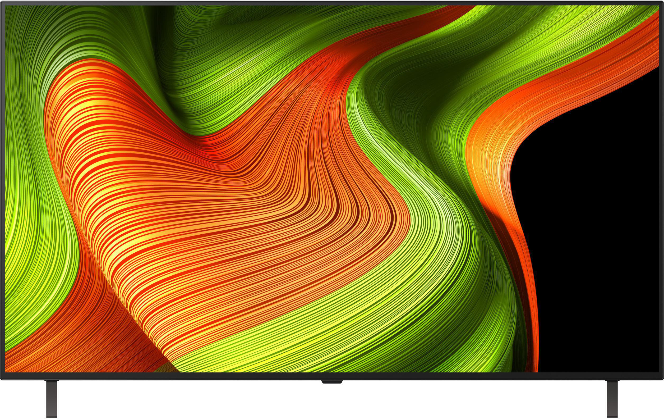 Ein großer Flachbildfernseher mit einem bunten abstrakten Bild.