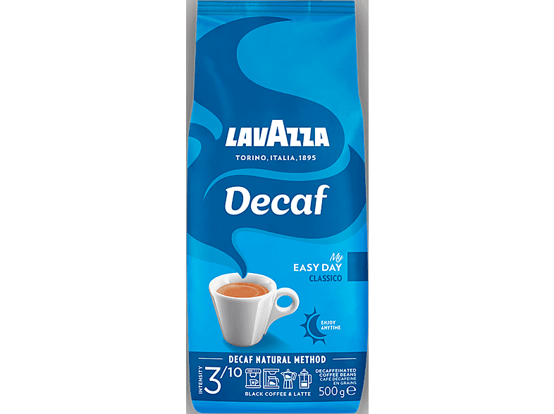 Café en grano - Lavazza Decaffeinato, Arábica y Robusta, 500g