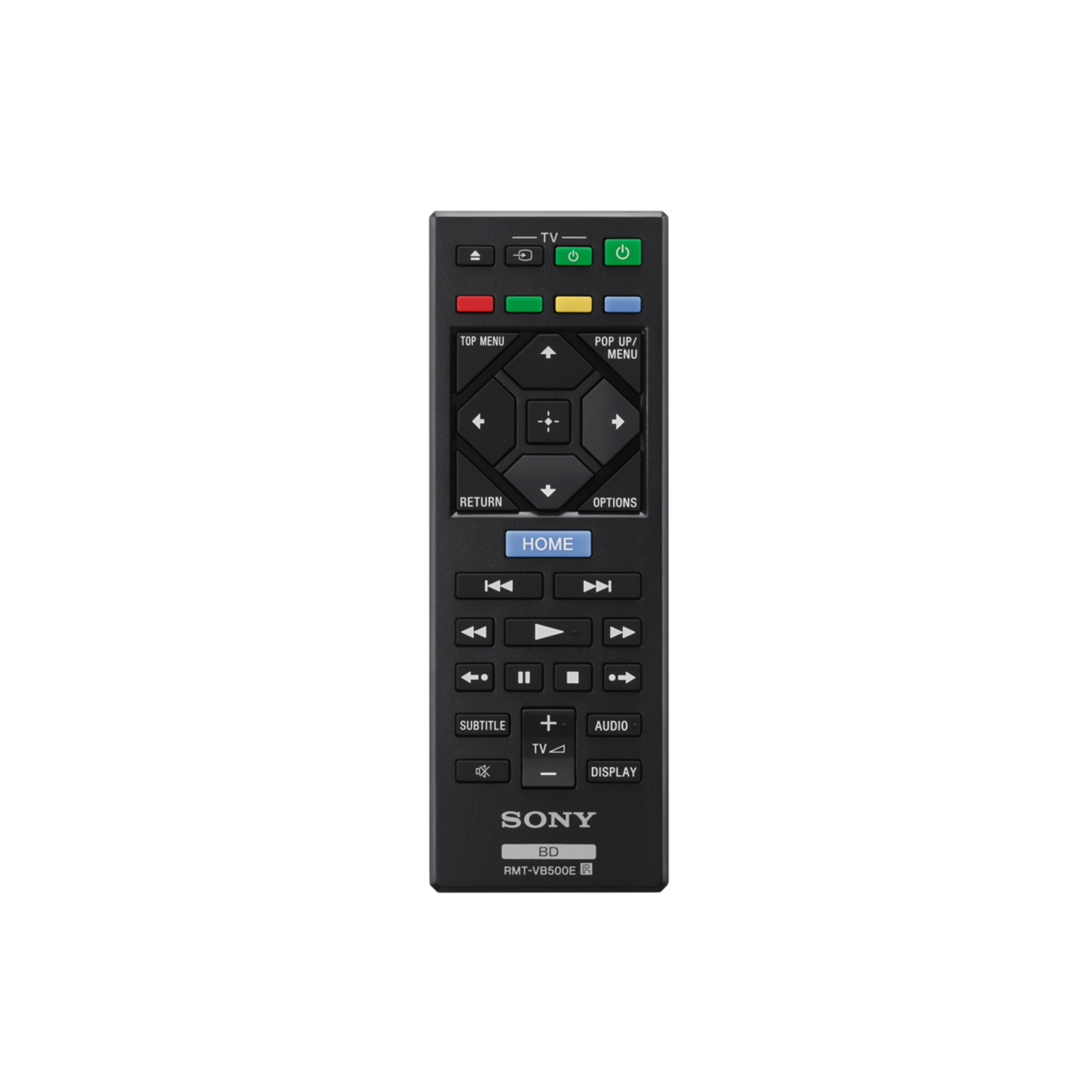 TV remote control, black, buttons, isolated.