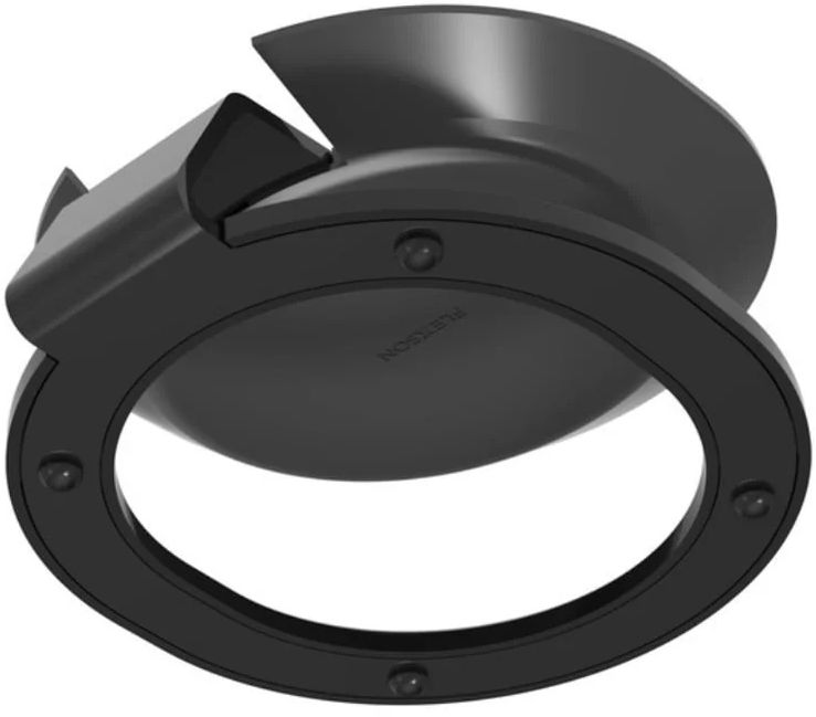 Un support de téléphone noir avec un anneau et un bras pivotant.