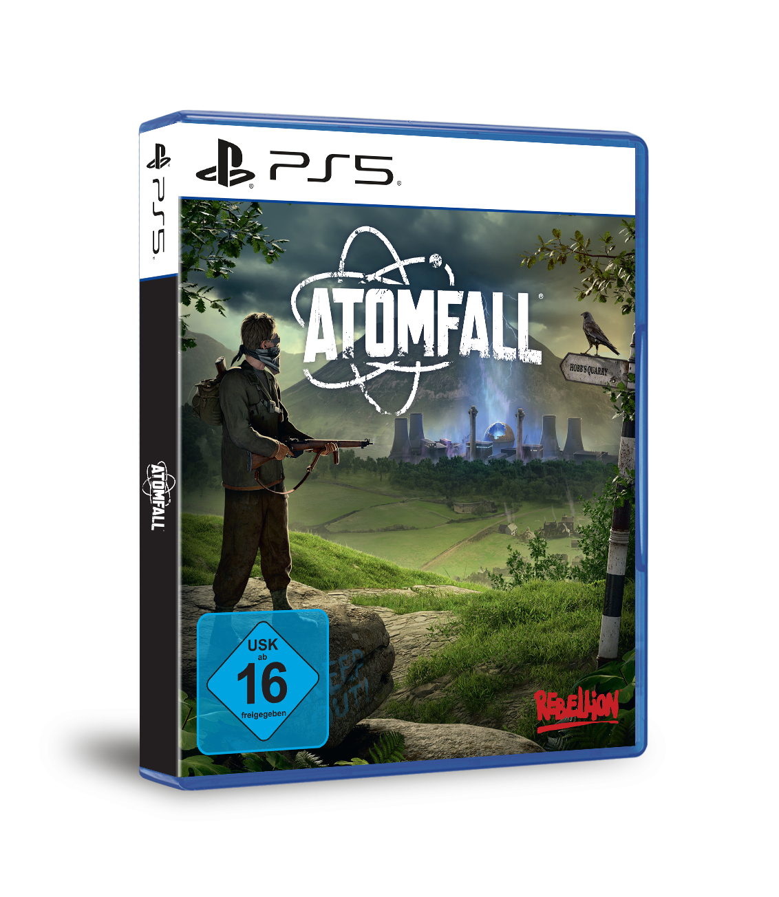 PS5-Spielbox für Atomfall, die eine postapokalyptische Szene mit einem Soldaten zeigt.