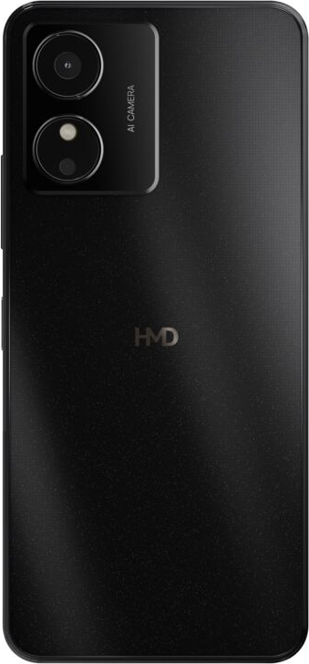 Rückansicht eines schwarzen Smartphones mit Doppelkam.