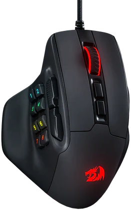 REDRAGON Aatrox vezetékes optikai egér, max. 12400 dpi, 15 gomb, RGB, fekete (M811-RGB)