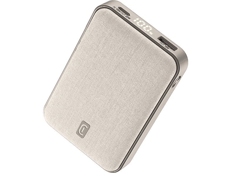 Powerbank - CellularLine Glam, 10000 mAh, 20W, Hasta 72h de carga, USB C, A, Blanco