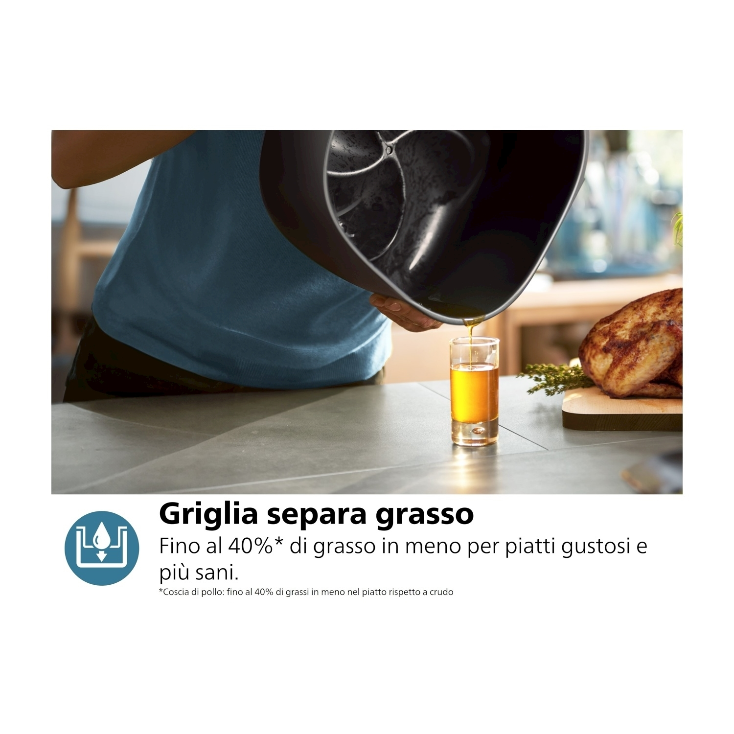 Cibo, olio versato da una friggitrice ad aria.