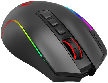 Fekete gamer egér RGB világítással és több gombbal.