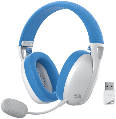 REDRAGON Vezeték nélküli 7.1 fejhallgató mikrofonnal, 2,4 GHz + Bluetooth, PC, PS3/4/5, fehér-kék (H848B)