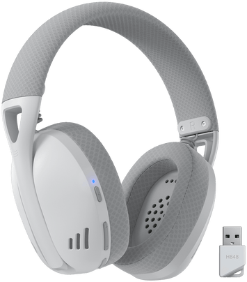 REDRAGON Vezeték nélküli 7.1 fejhallgató mikrofonnal, 2,4 GHz + Bluetooth, PC, PS3/4/5, fehér-szürke (H848G)