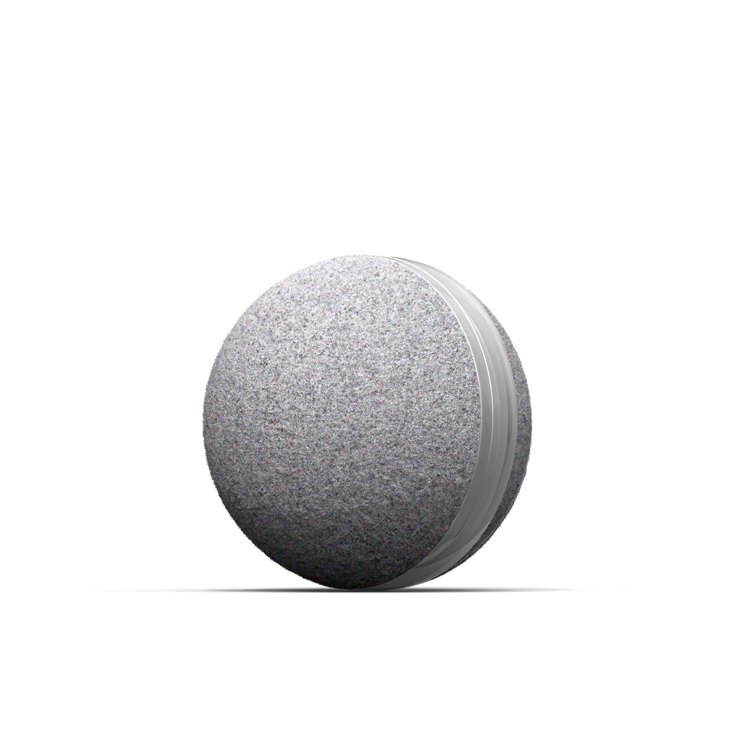 A grey sphere with a silver band, isolated on a white background.