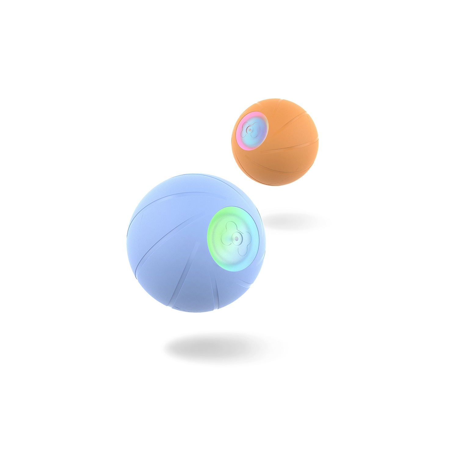Two glowing orange and blue balls. They have a light in the center.