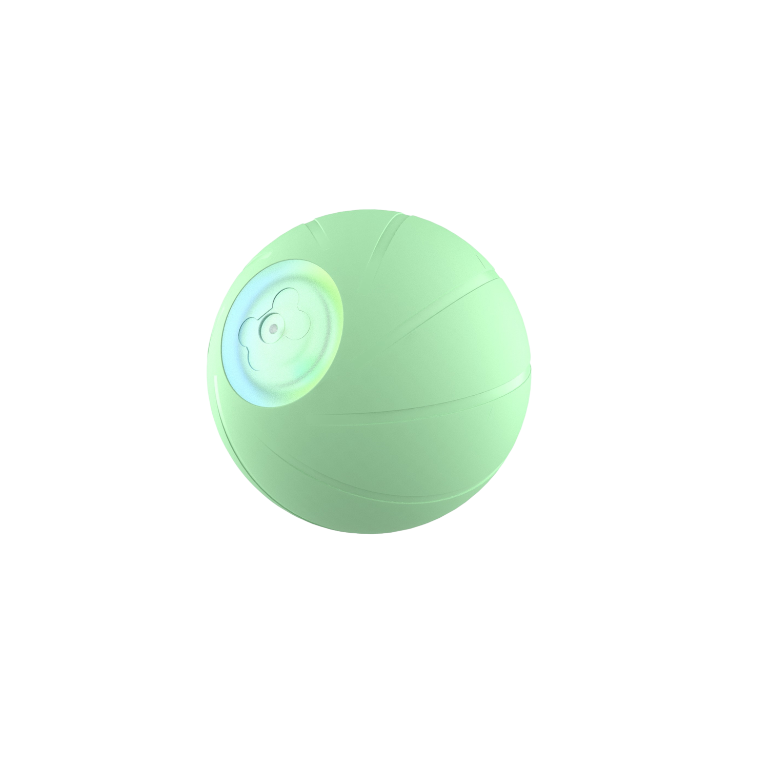 Sphère verte avec un motif floral, émettant de la lumière, sur fond noir.