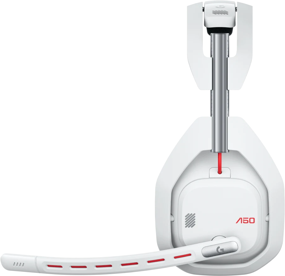 Weißes Astro A50 Headset mit Mikrofon. Inklusive Basisstation.