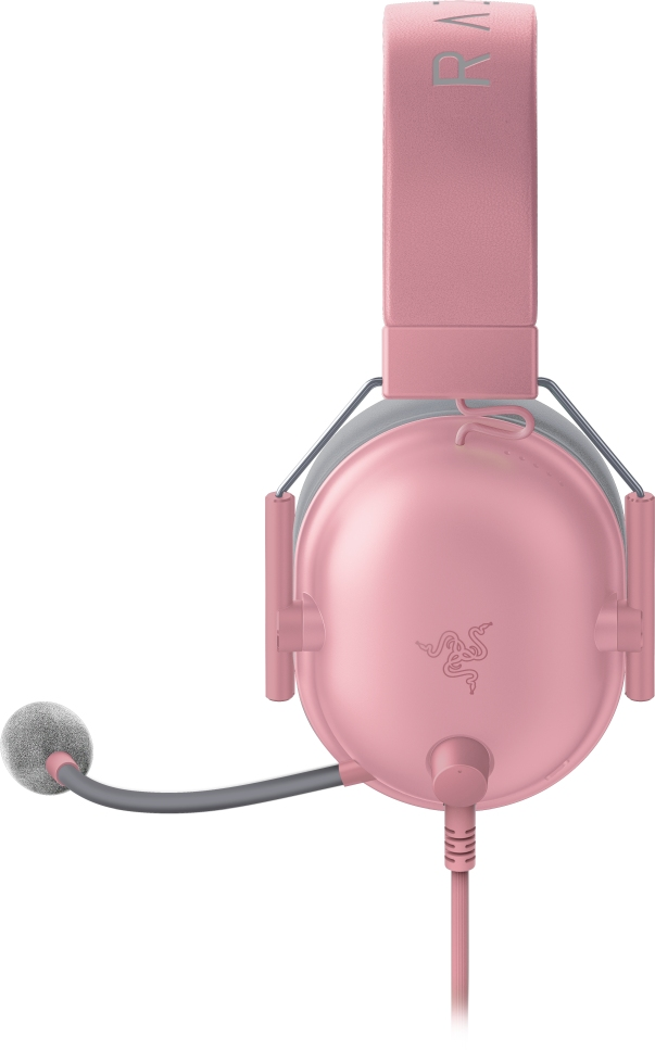 Rosa Gaming-Headset mit Mikrofon. Das Headset befindet sich auf weißem Hintergrund.