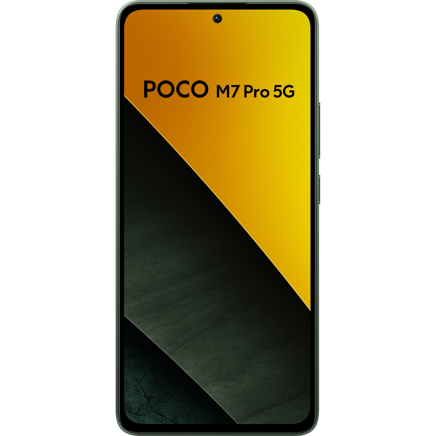 Een smartphone met het POCO M7 Pro 5G-logo op het scherm.
