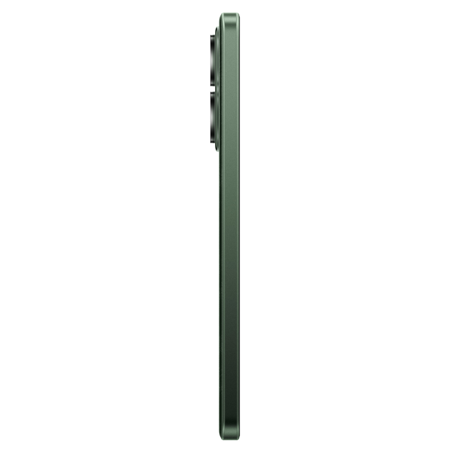 Zijaanzicht van een groene smartphone. De camera bevindt zich aan de zijkant.