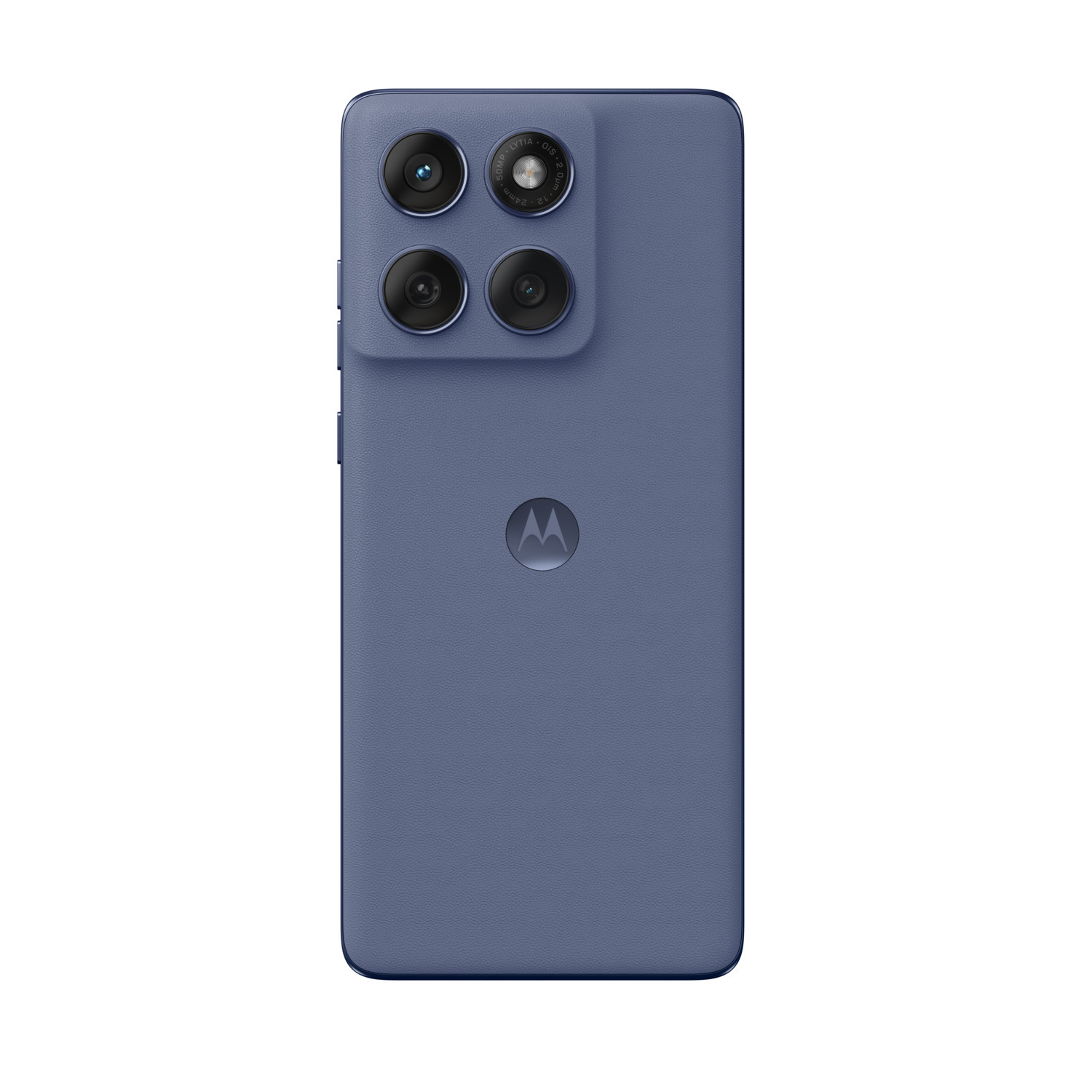 Rückseite eines blauen Motorola-Telefons mit mehreren Kameralinsen.