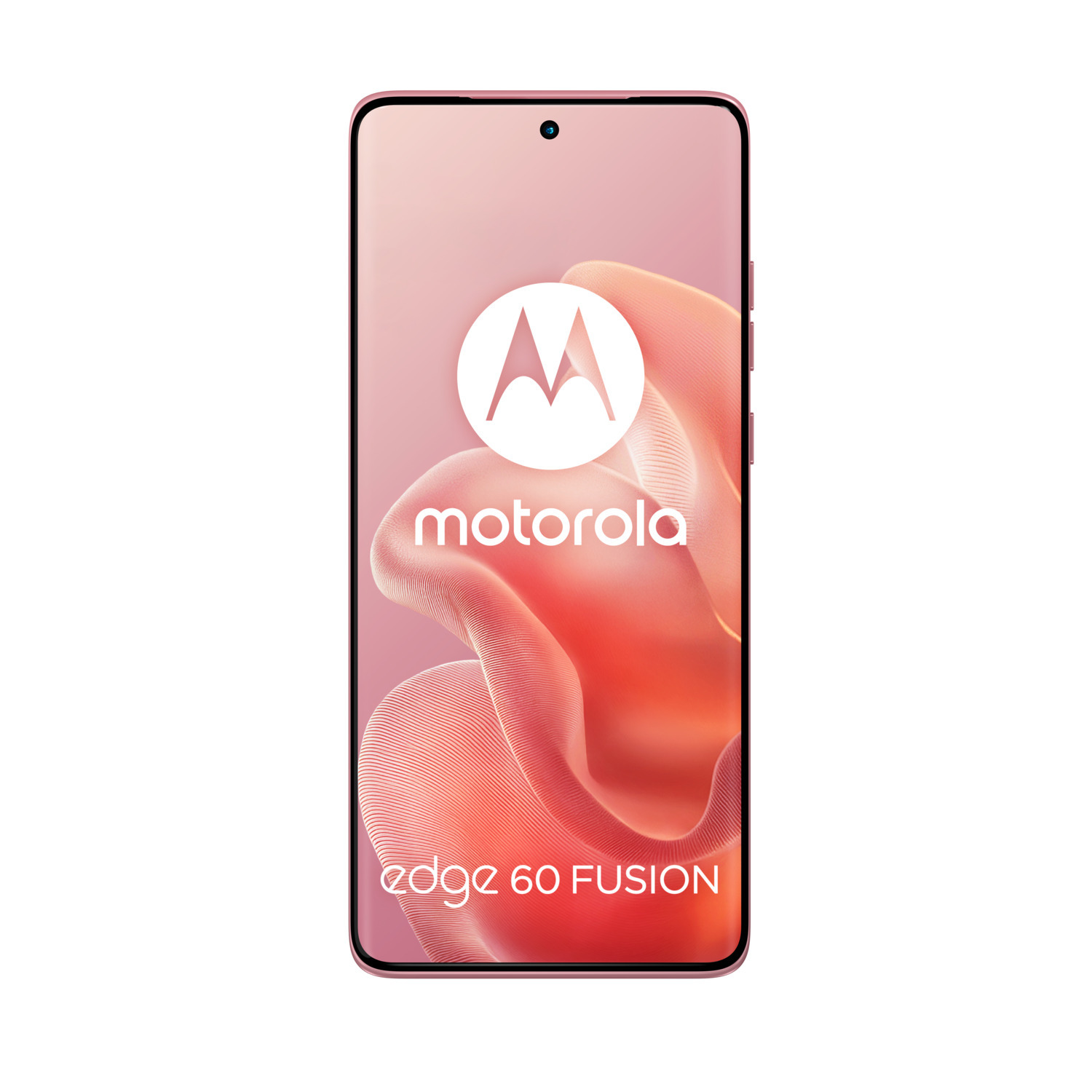 A pink Motorola phone with a flowing design on the screen.