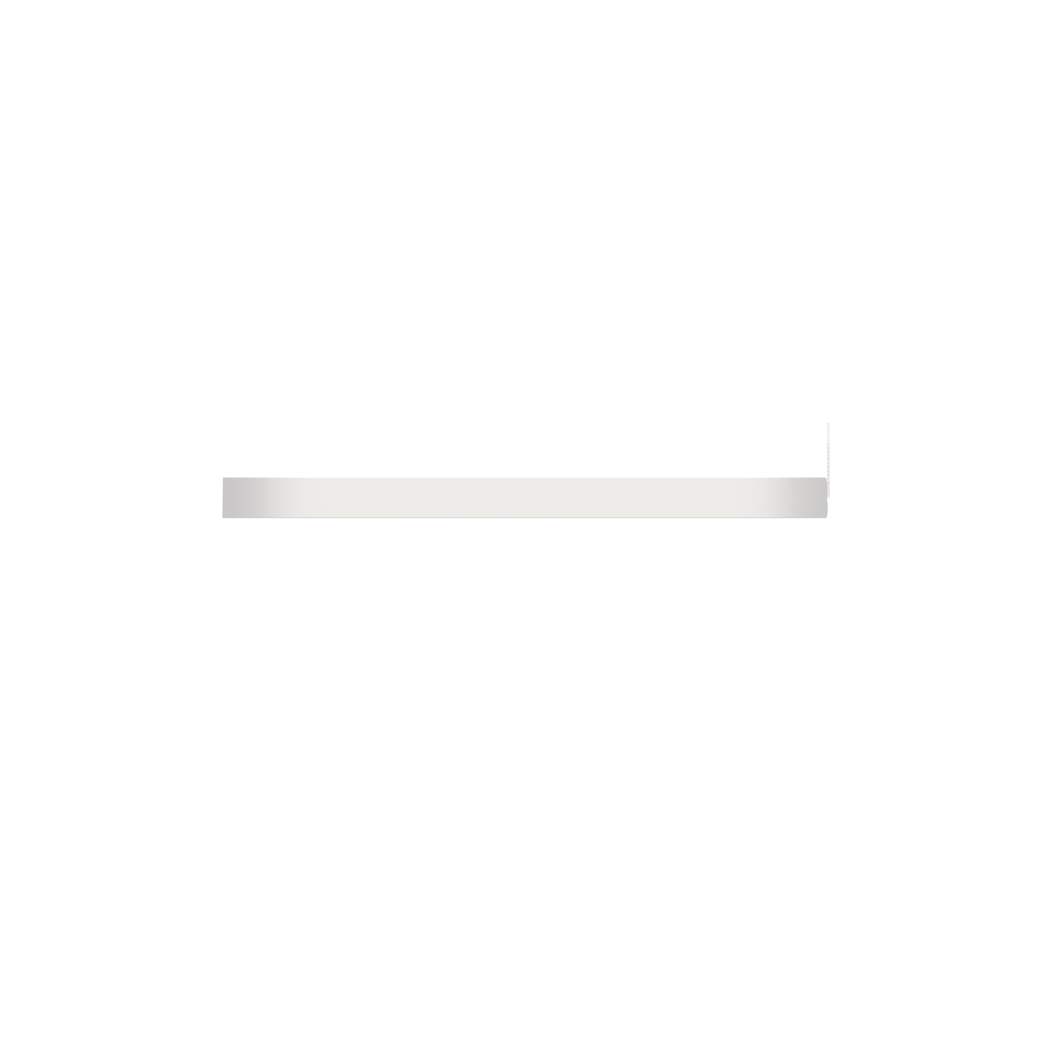 Luminaire LED blanc, fin et long sur fond blanc.