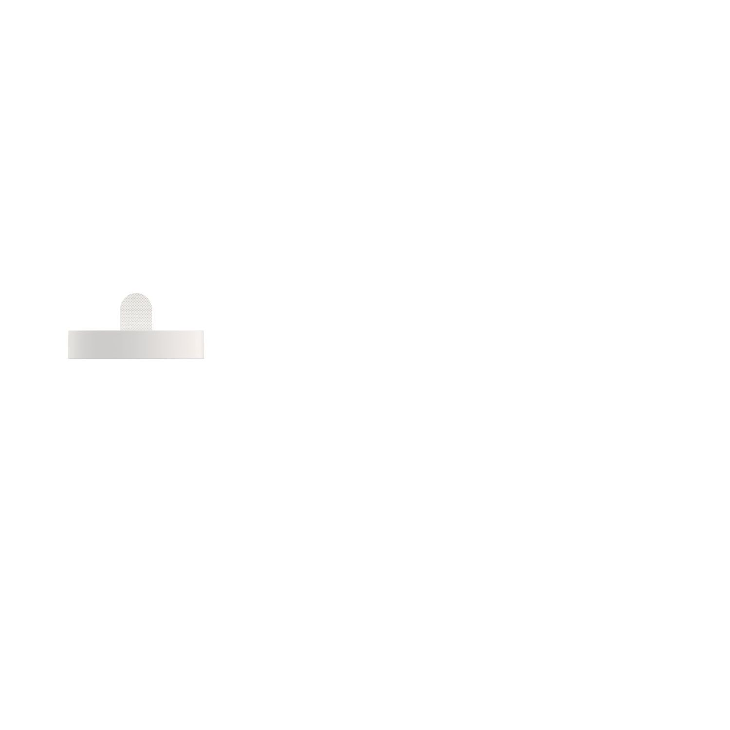 Un petit objet rectangulaire blanc sur fond blanc.