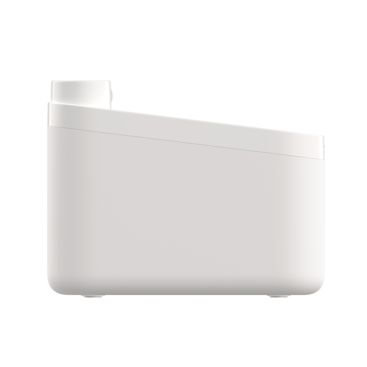 Appareil rectangulaire blanc avec un cylindre supérieur, isolé sur blanc.