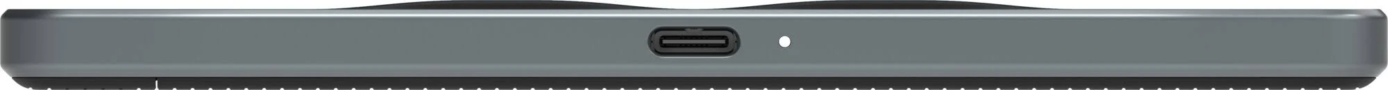 Un dispositivo gris oscuro con un puerto USB-C.