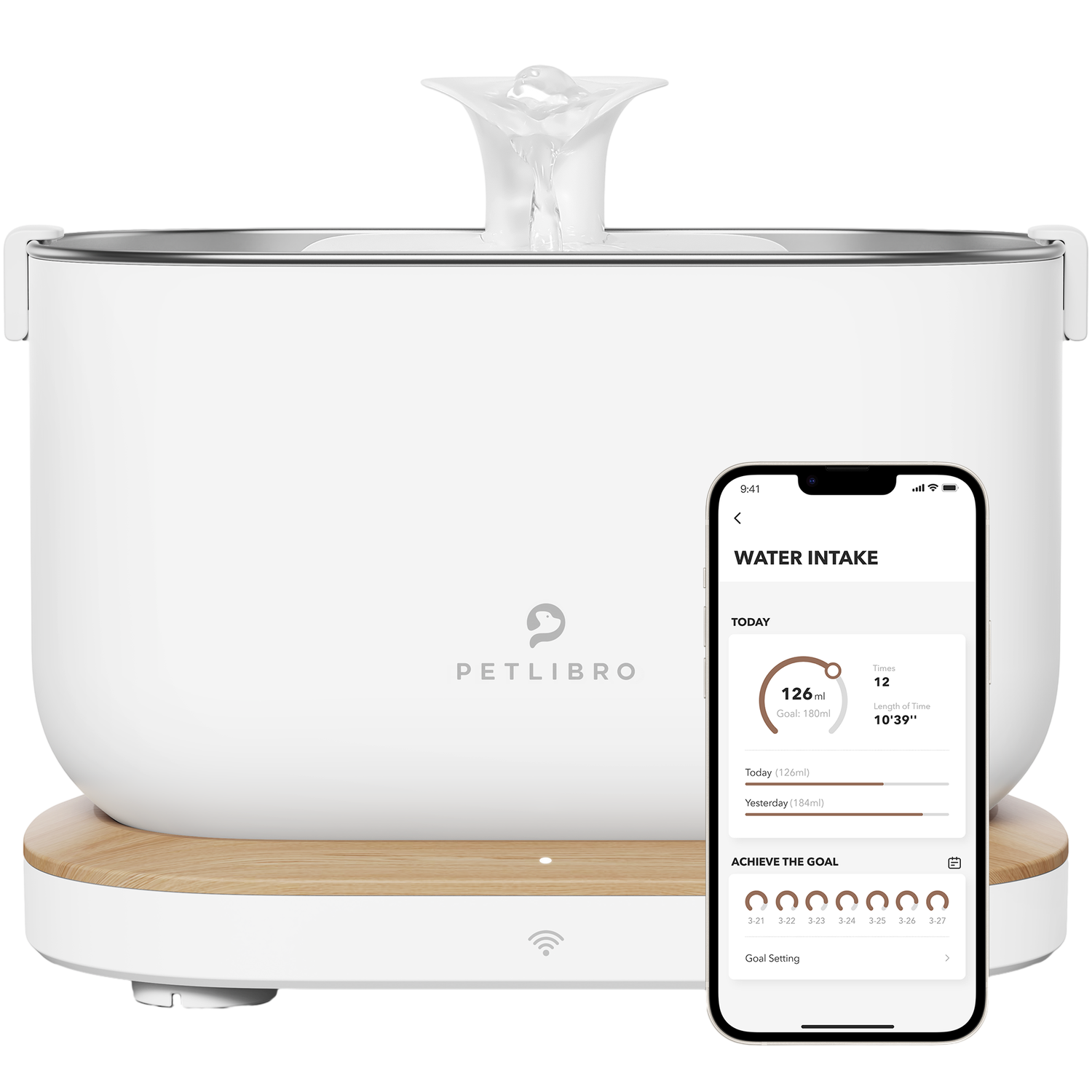 Petlibro Dockstream App Monitoring Water Fountain(with Extra Pump)- White Fontein