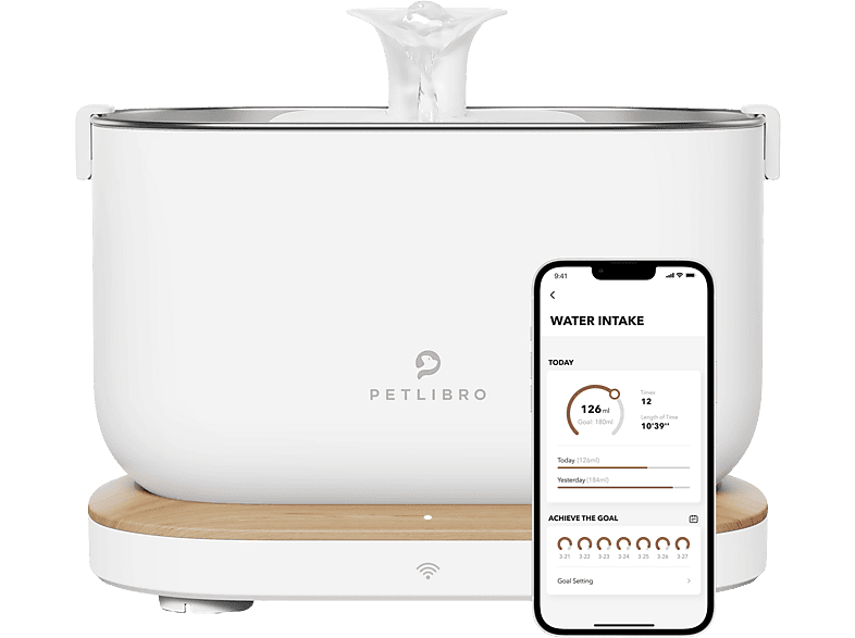 Petlibro Dockstream App Monitoring Water Fountain(with Extra Pump)- White Fontein