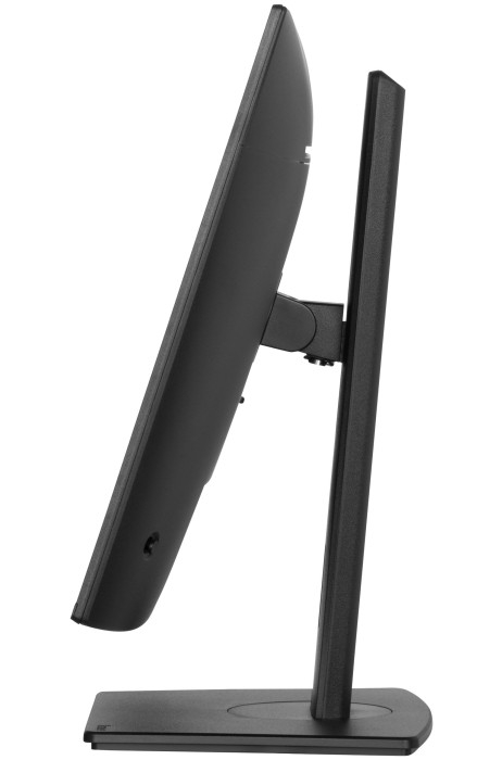 Widok z boku czarnego monitora komputera na stojaku.