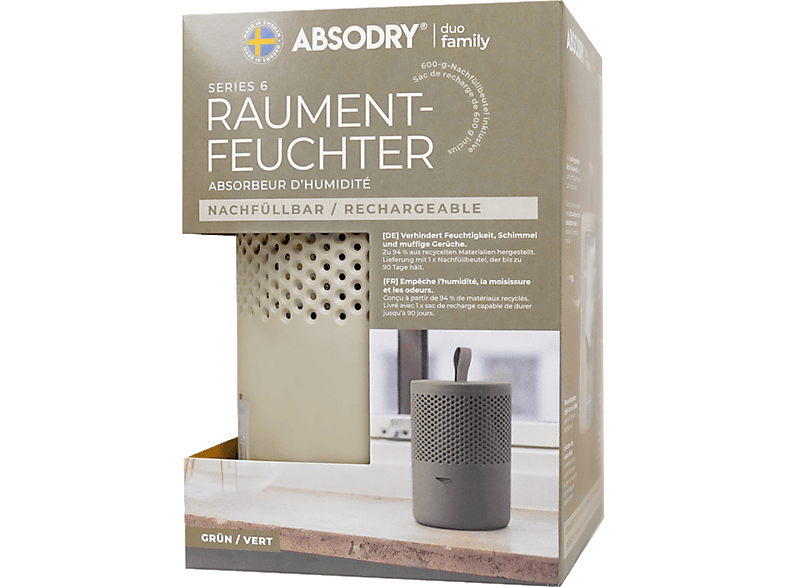 Everbrent Absodry Duo Family Tasche Serie 6 Luftentfeuchter, Nachfüllbar Grün, 60 m³